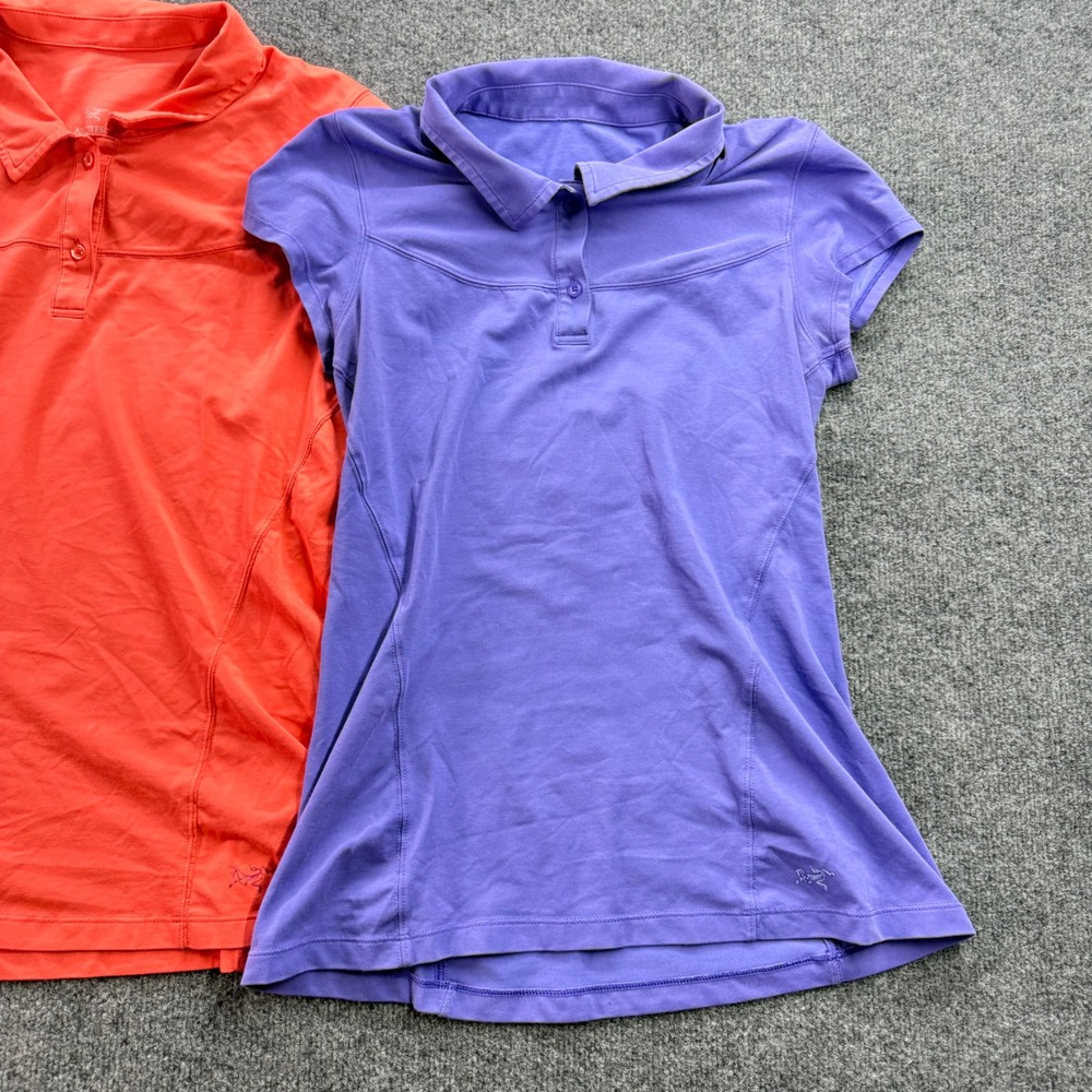 Arcteryx Polo Shirt Lot 2 Womens M/L Orange Purple Hiking Outdoor Athletic Top - Picture 2 of 14